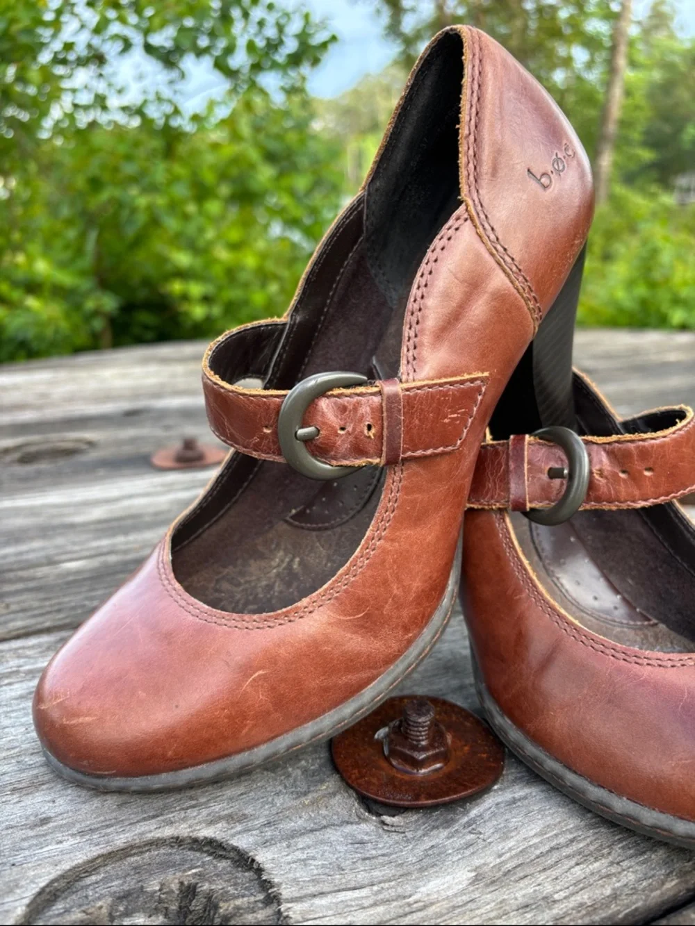 b.o.c. Women's Sz6.5 Brown Mary Jane Heels with Buckle#322